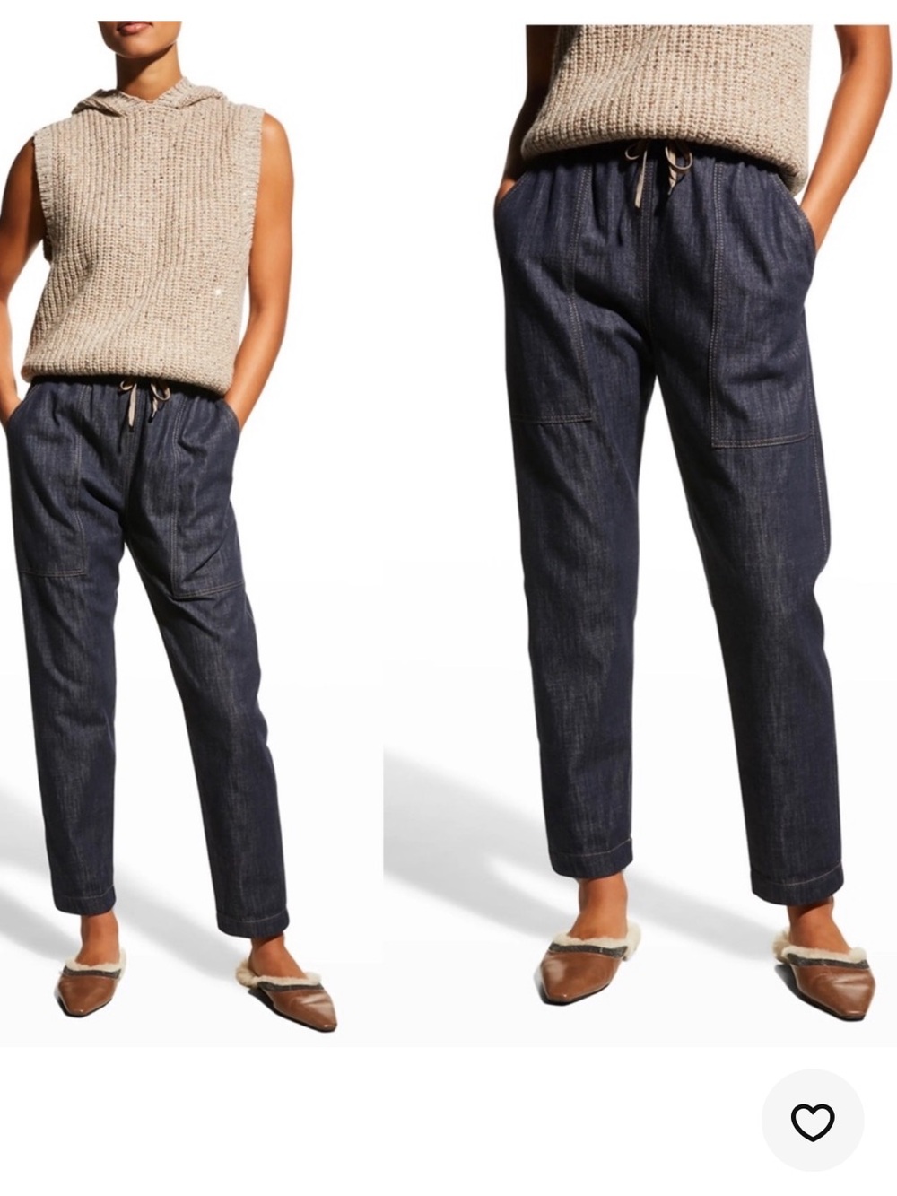 Brunello Cucinelli Cropped Drawstring Waist Denim Jogger